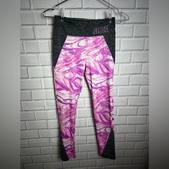 Justice Active Gray/Pink /Purple Swirl Leggings for girls/Size 10 - Picture 6 of 9